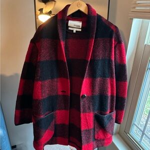 Aritzia Wilfred Free Red and Black Plaid Coat
